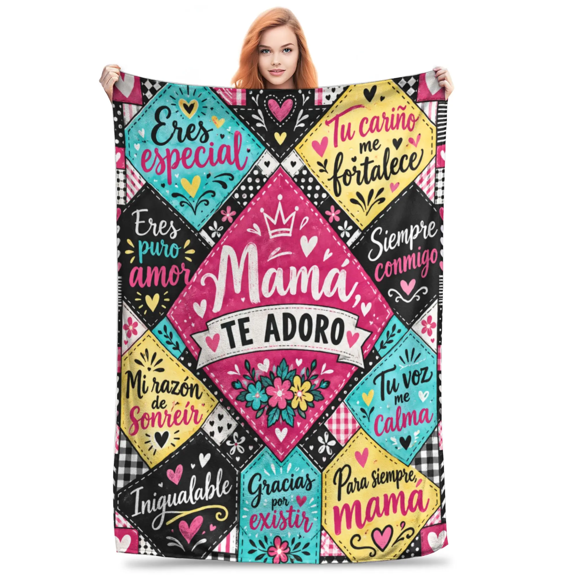 1PC Colorful quilt with diverse Best Dog Mom Ever Thanksgiving Gifts Winter Blankets for Adults Bedding Home Interior Sofa Knee