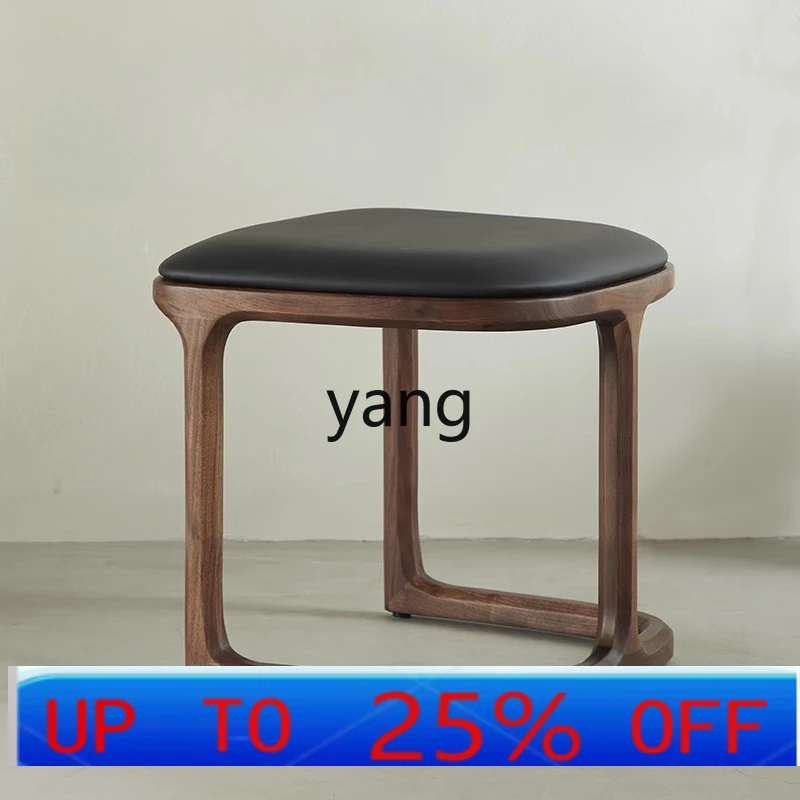 LMM black walnut cosmetic stool household solid wood small stool living room low stool
