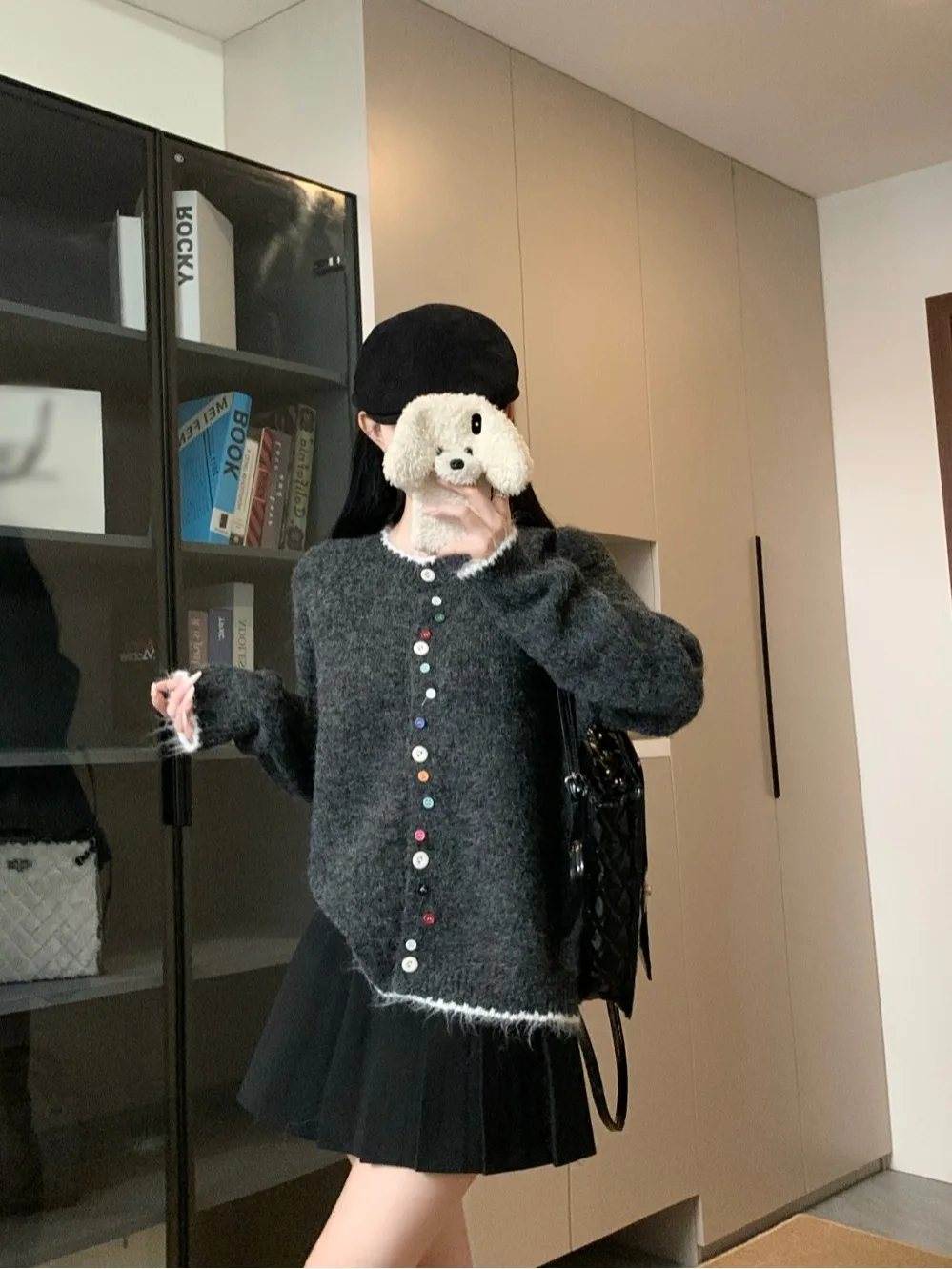 الحلو Sle زر سترة Jaet المرأة فضفاضة التخسيس الخريف وصول جديد الملابس العلوية ألياف البوليستر طويلة Sv... #4