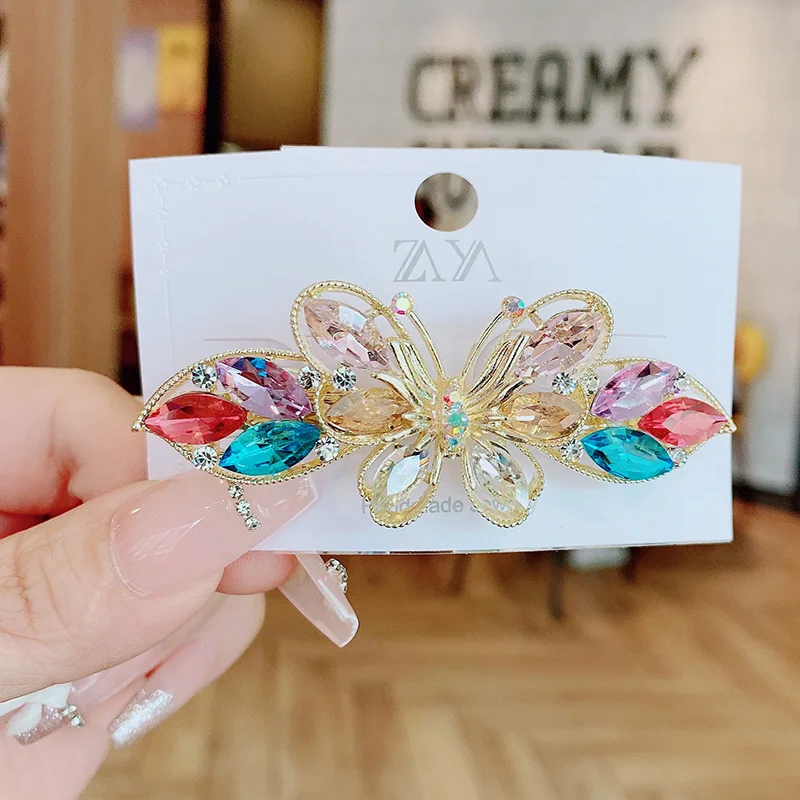 Korean Hair Accesories For Women Trends 2023 Hair Clip Metal Diamond Butterfly Ponytail Shining Hairpins Wedding Gift Headwear