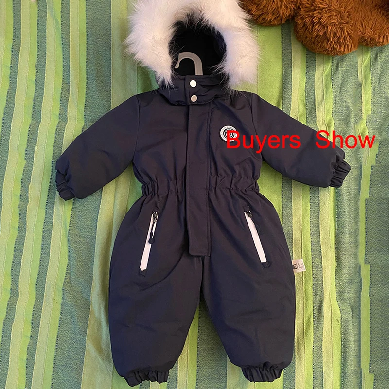 Autumn and Winter Baby Jumpsuit Warm Baby Ski Suit Plus Velvet Boys Overalls Baby Girl Clothes Waterproof Children Jacket