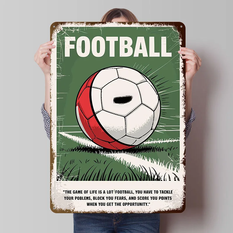 Soccer Ball Quotes Poster Customized Wall Art Vintage Metal Signs Retro Tin Plaque for Man Cave Office Decoration Gaming House