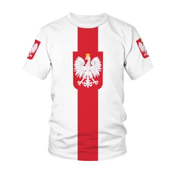 Polska National Flag Pattern Same T-shirt Men's Hot New Summer Women's Short-sleeved T-shirt Top Shirt Children's 3D