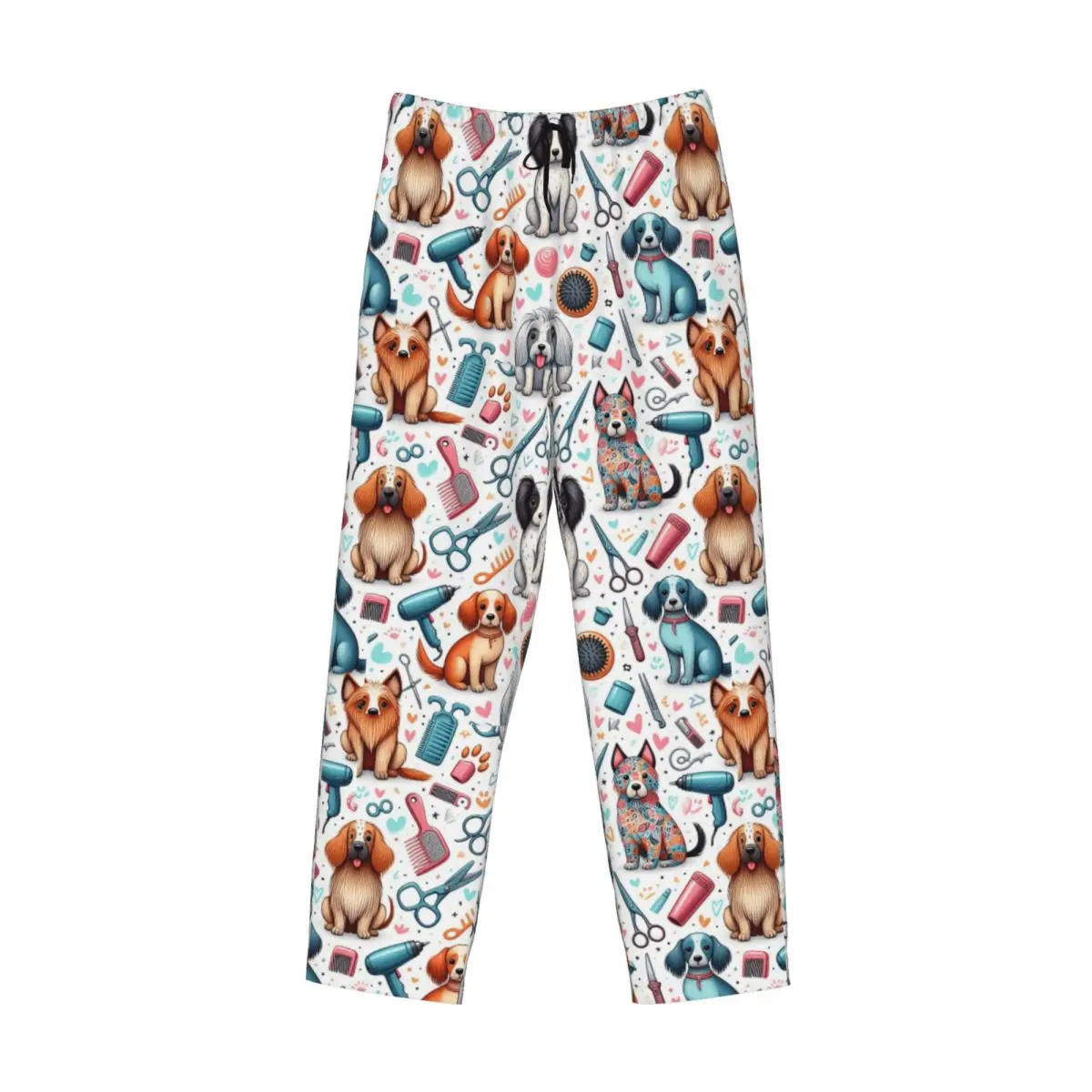 Custom Dog Grooming Printed Pajama Pants Men Sleepwear Sleep Lounge Bottoms with Pockets