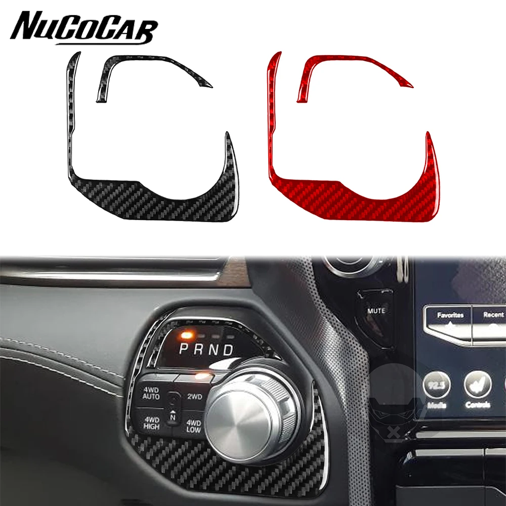 For Dodge RAM 1500 2500 3500 2019-2023 Carbon Fiber Gear Shift Panel Trim Cover Car Interior Accessories Decorative Stickers