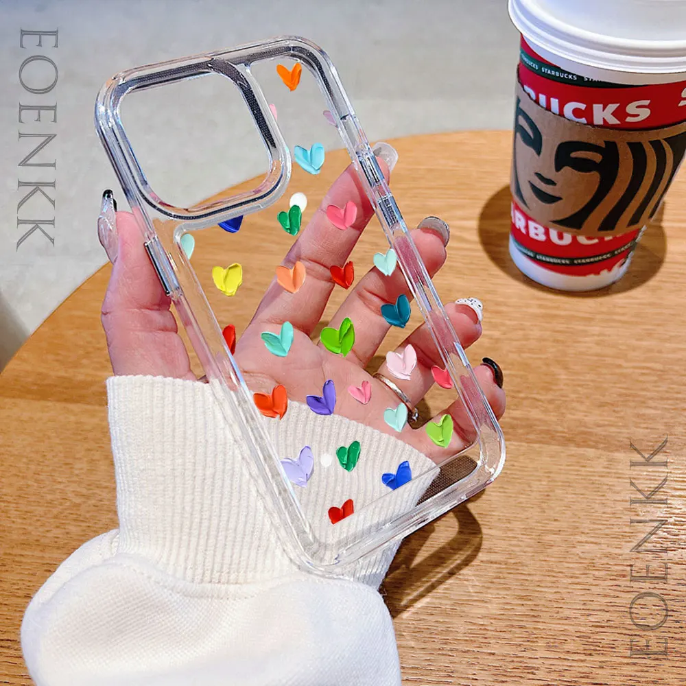 Heart Graphic Soft Silicone Phone Case For iPhone 14 13 15 16 Pro Max 12 11 X XR XS 7 8 16 Plus SE 2022 Transparent Bumper Cover