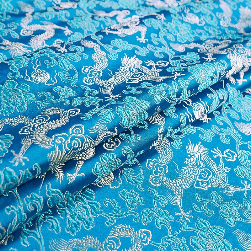 Dragon Pattern Satin Fabric Brocade Jacquard Cloth for Sewing Robe and Dress Fabric DIY Sewing Fabric in Meter