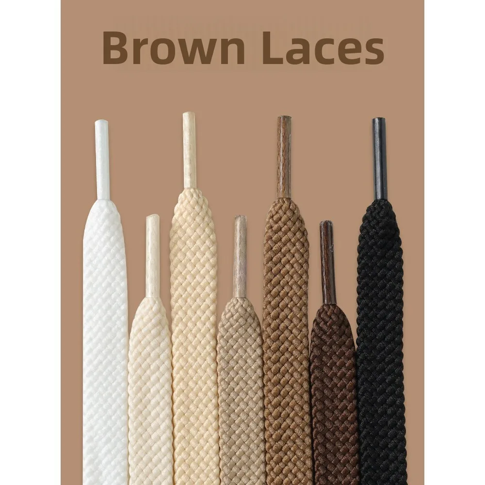 Brown Flat Polyester Khaki Coffee Colored Unisex Basketball Shoes Running Shoes Canvas Shoes Laces for  Sneakers