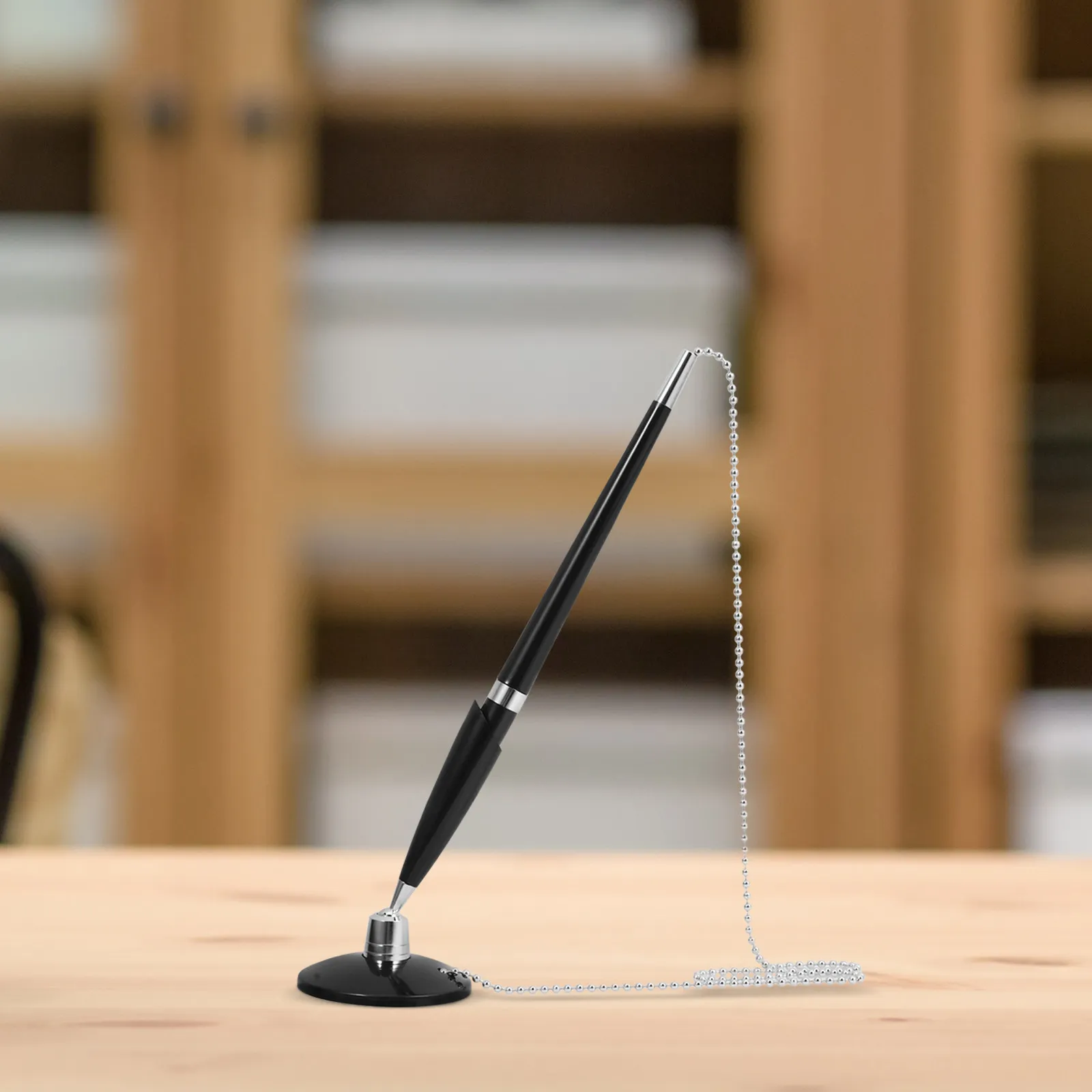 

Signature Pen with Stand Desktop Fixed Design Stainless Steel Body Plastic Trim Quick Dry Ink for Office Business Hotel Counter