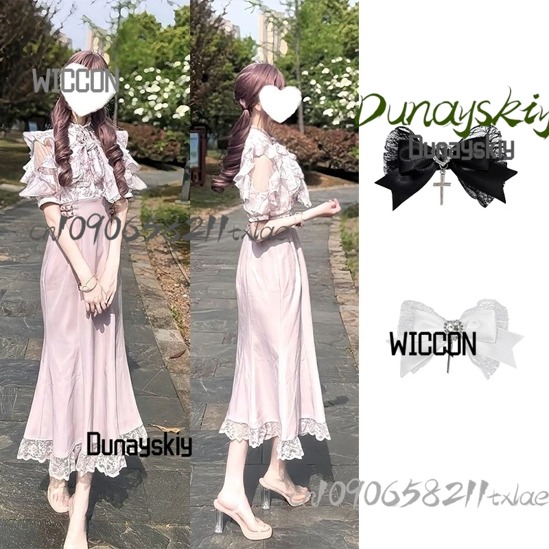 

Jirai Kei Mass production lace collar fly sleeves fish tail lace dress Lolita women costume cosplay accessions Halloween cosplay