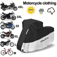All-Season Waterproof Dustproof Motorcycle Cover Heavy-Duty 210D Fabric Reflective Strips & Lock Holes for Scooter/Bike Security