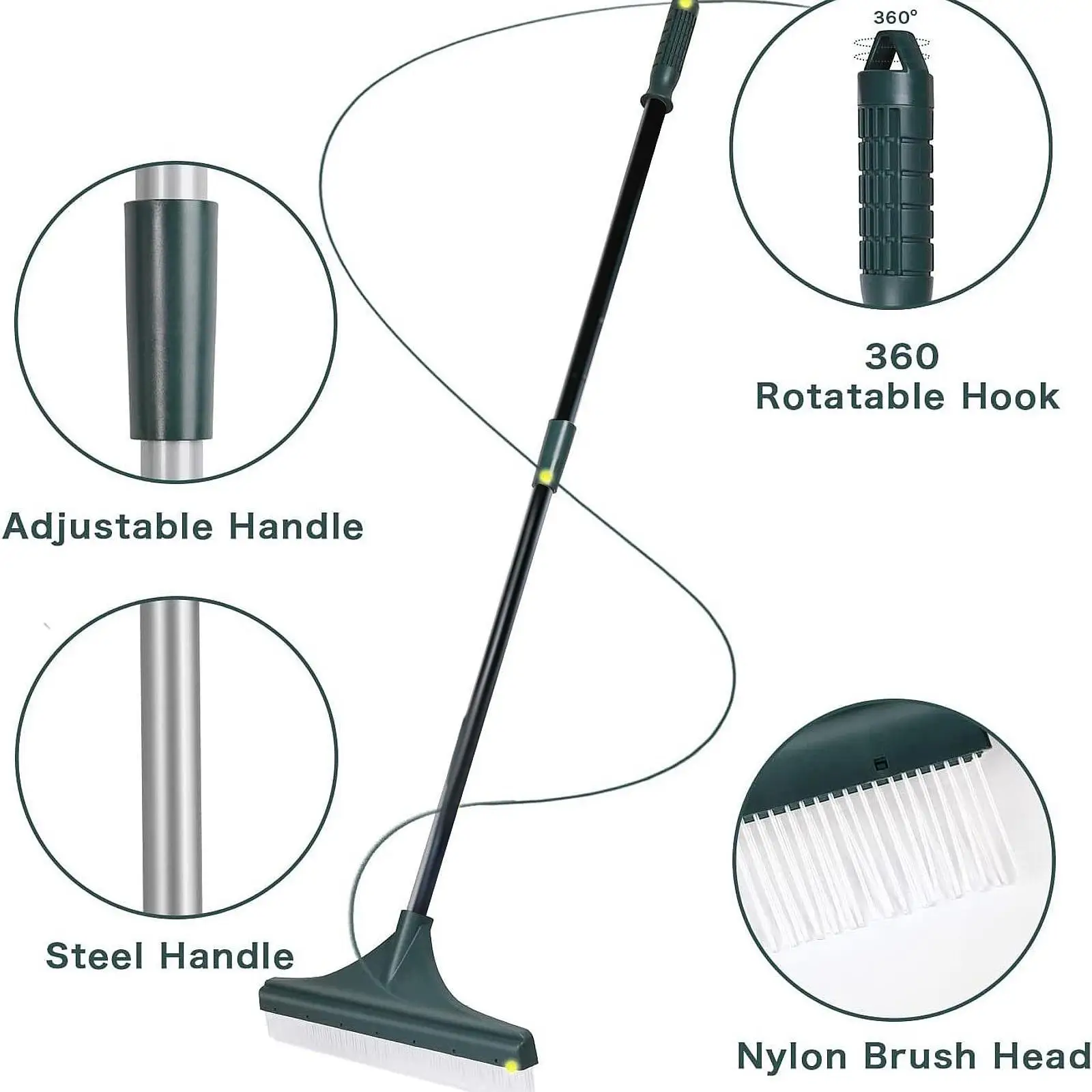 Artificial Turf Rake, Garden Hand Broom Rake, with 360° Rotating Hook,