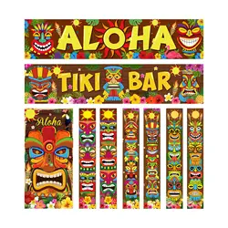 Hawaiian Party Decoration Banner Carnival for Beach Tropical Aloha Party Birthday Carnival Banner Backdrop for Hawaiian Luau