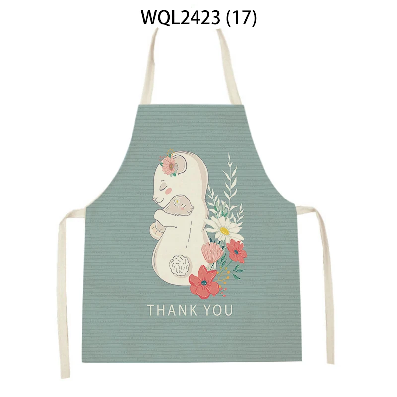 

Домашние кухонные фартуки с милым медведем и слоном для женщин и мужчин, льняные фартуки без рукавов, домашние кухонные нагрудники для выпечки, инструменты для чистки