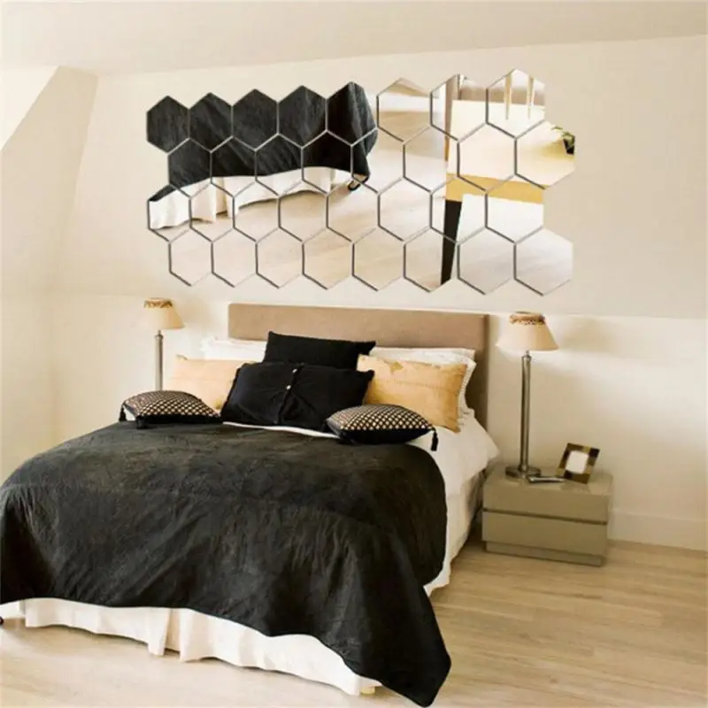 Wall Stickers Hexagon Mirror Environmental Protection Acrylic Wall Sticker Background Wall Decoration Mirror Sticker