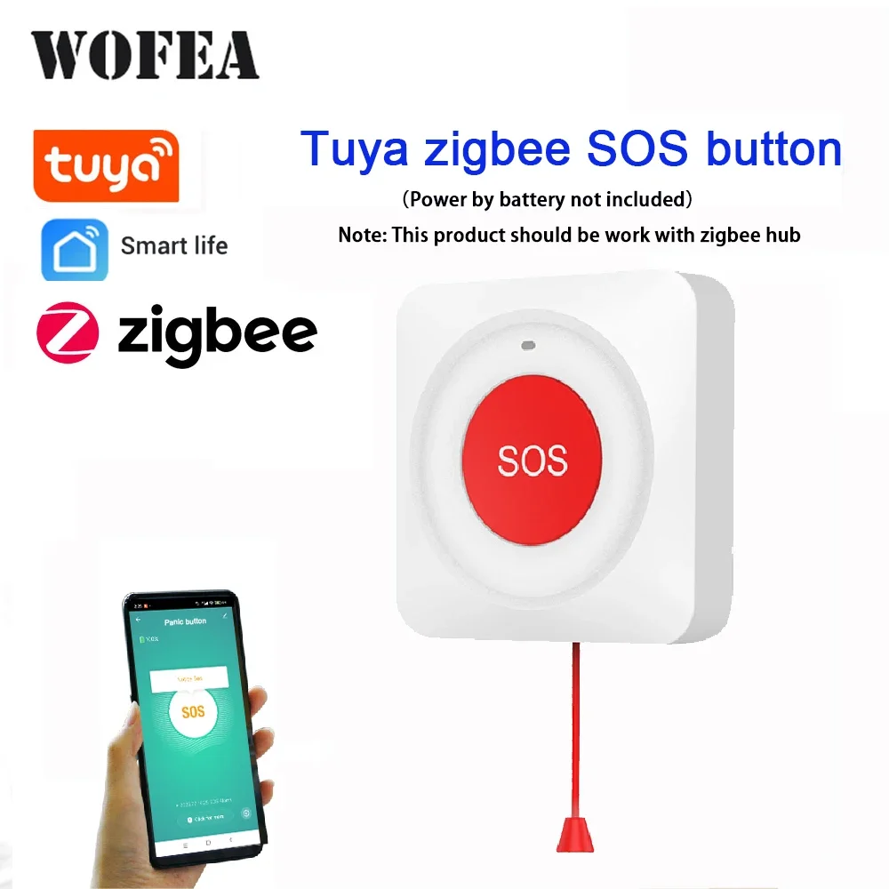 Tuya Smart Zigbee SOS Emergency Button APP Notification SOS Emergency Call Button Wireless Panic Button for Kid Elderly Patient