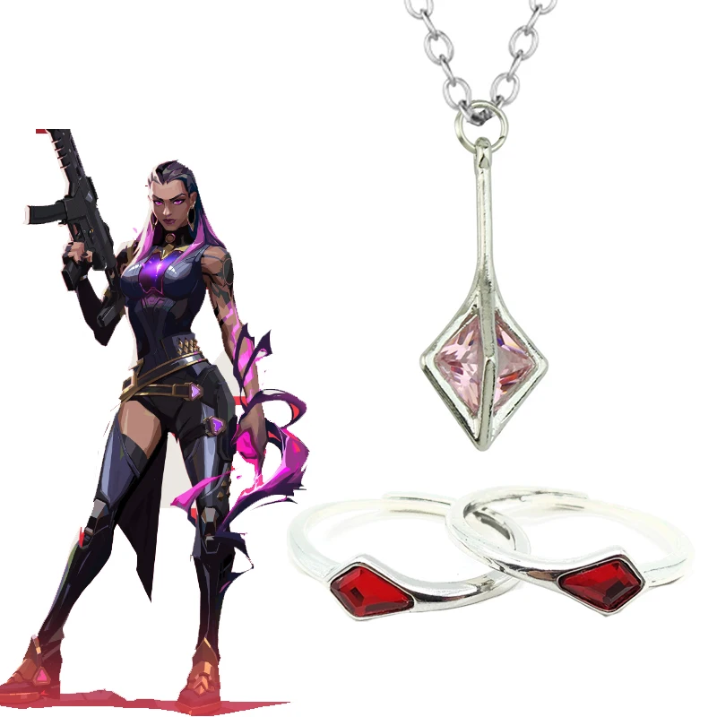 Game Valorant Necklace Inspired Reyna Ring Unisex Cosplay Adjustable Opening Rings Accessories Choker Jewelry Props Gifts