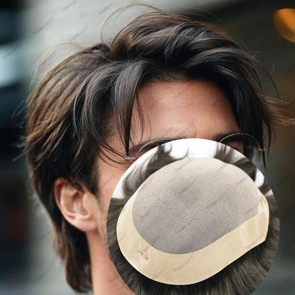 

European Men Brown Blonde Durable 100% Human Hair Toupee Baldness Hairpieces Fine Mono Base Male Toupee Capillary Prosthesis