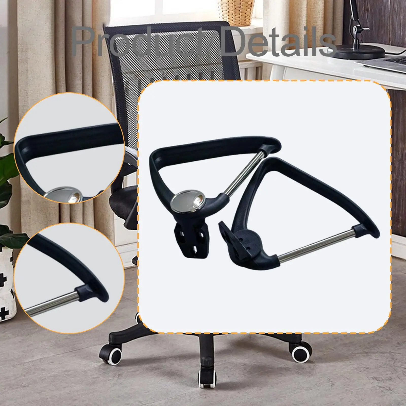 2x Office Chair Armrests Simple Portable Arm Rests Gaming Chair Arms Staff Chair Armrest for Conference Room Home Dorm Accessory