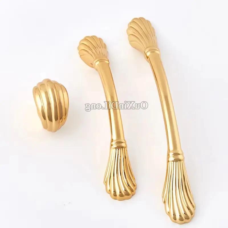 

Luxury Gold 4PCS Solid Zinc Alloy Furniture Pulls Handles Drawer Knobs Cupboard Wardrobe Kitchen TV Wine Cabinet Pulls Knobs