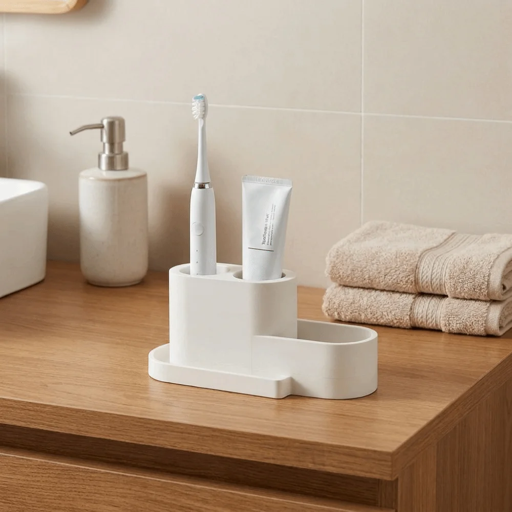 Toiletries Detachable Toothbrush Holder Multi-Purpose Easy Clean Toothpaste Rack Compact Multi-functional Storage Rack Bathroom