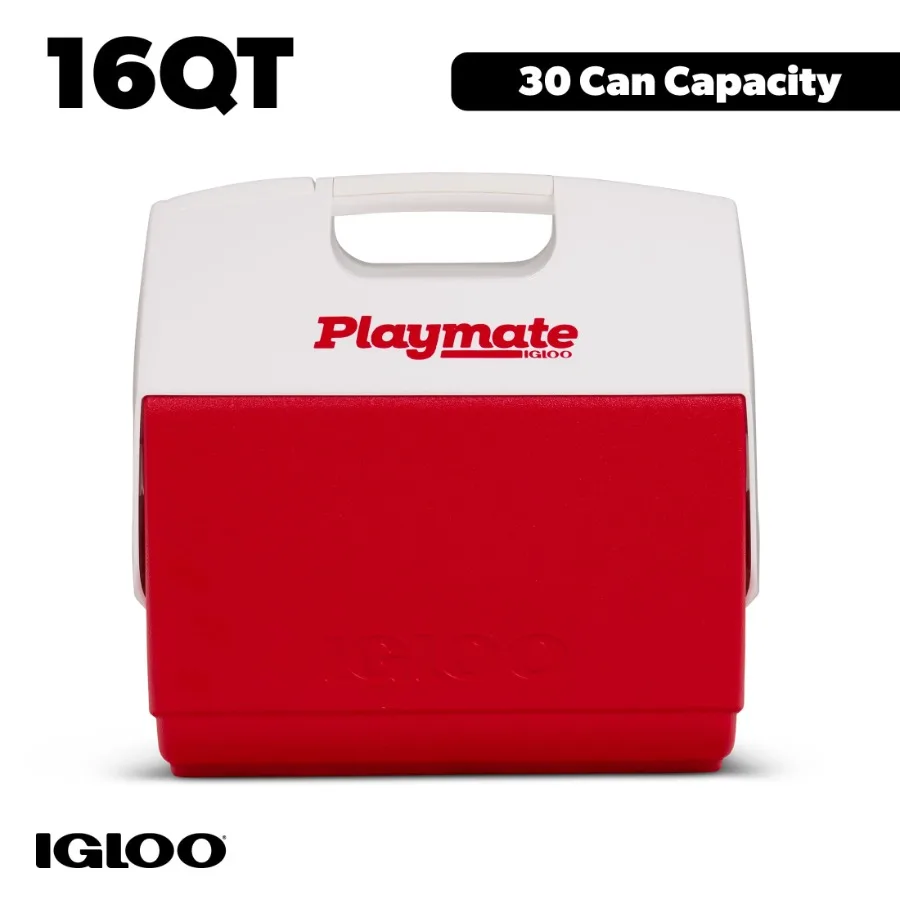 

16 QT Playmate Elite Ice Chest Cooler for Outdoor Picnics and Tailgates, 30-Can Capacity, Durable Red Design with Leak-Proof Li