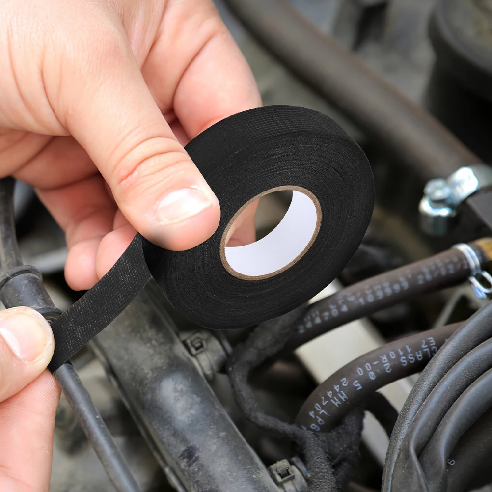 

2 Rolls Black Cloth Tape 15mmx15mx0.3mm Heat Resistant Noise Reduction Vibration Control Wiring Harness Car Audio Video