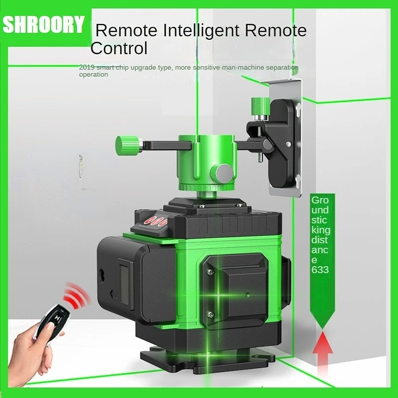 

12/16 Green Light Line Laser Level 6000mah Battery 4D Powerful Remote Control Horizontal Vertical Self-Leveling Measure System