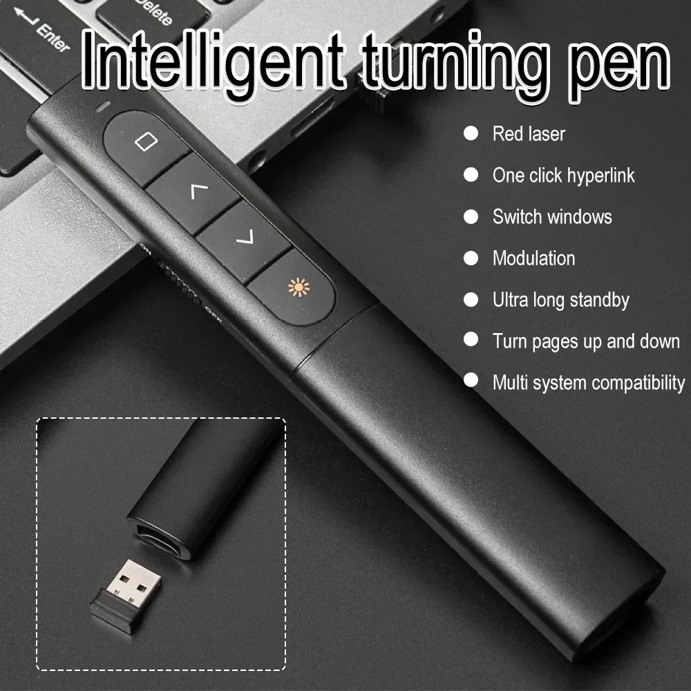 YP 2.4Ghz Wireless Powerpoint Slide Advancer Pen Presentation Clicker USB RF Remote Control Flip Presenter Pointer for Projector