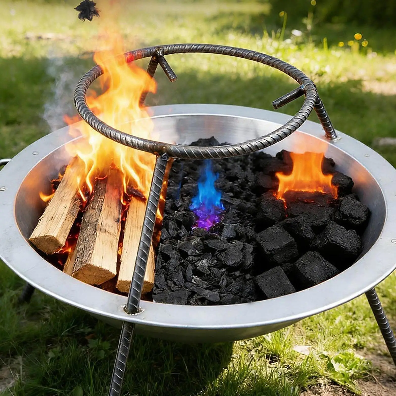 

Портативная стальная подставка-трипод для кемпингового гриля и костра, для автодомов, походов, барбекю, пикников и активного отдыха на природе