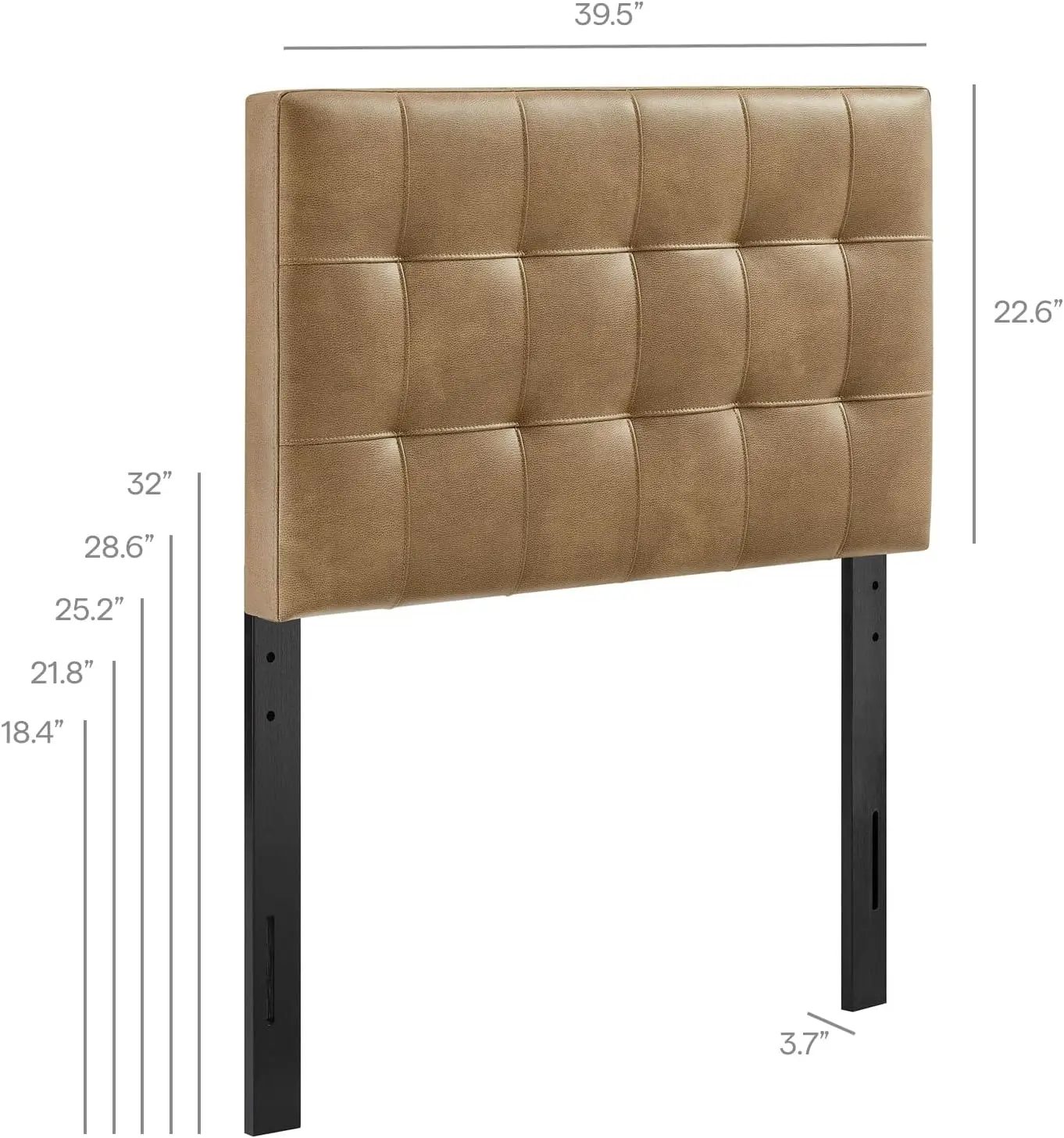 Lily Faux Leather Twin Size Headboard with Biscuit Tufting in Toast , Customized