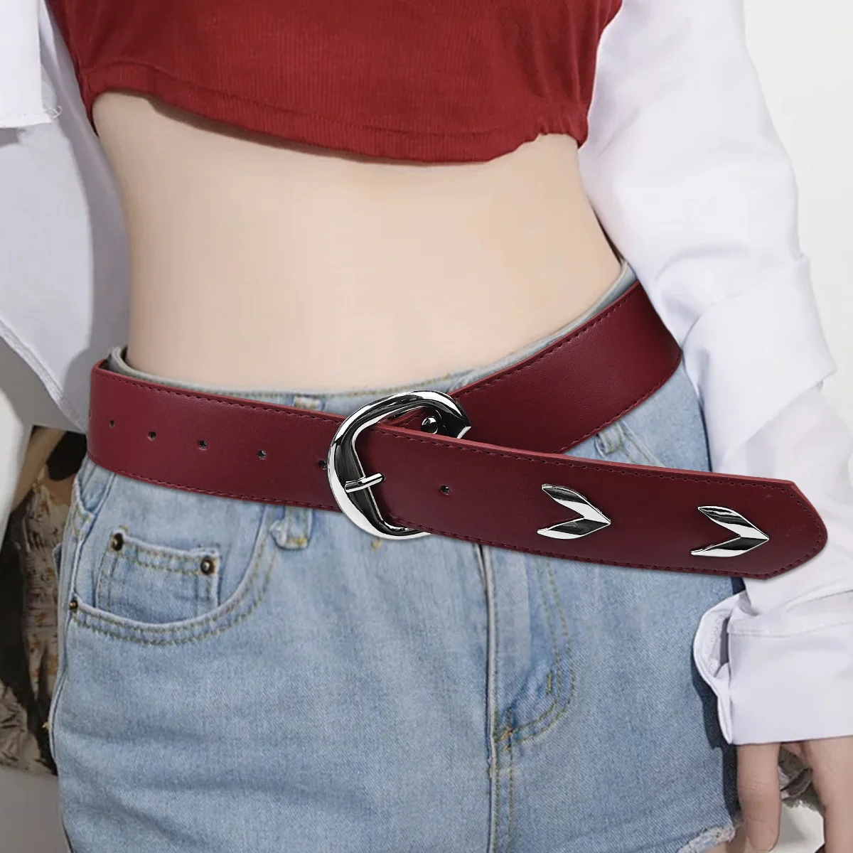 حزام نسائي فاخر جديد كاجوال كلاسيكي بإبزيم فضي مقاس كبير - زوج مع جينز وسراويل وفستان لهدايا مثالية