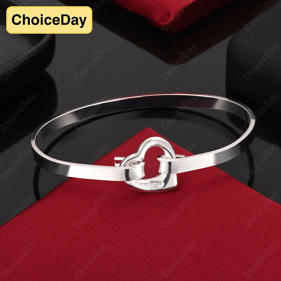 

ChoiceDay, простой открытый блестящий браслет из стерлингового серебра 925 пробы в форме сердца, женские подарочные аксессуары, ювелирные изделия, модная вечеринка