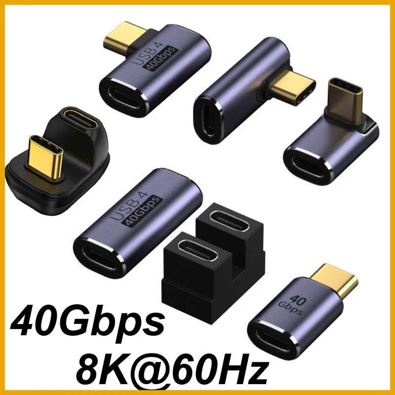 NEW USB 4.0 40Gbps OTG type C 90 degree Adapter 100W 5A USB C to Type C Fast Charging Converter USB C Data 8K60HZ For Macbook
