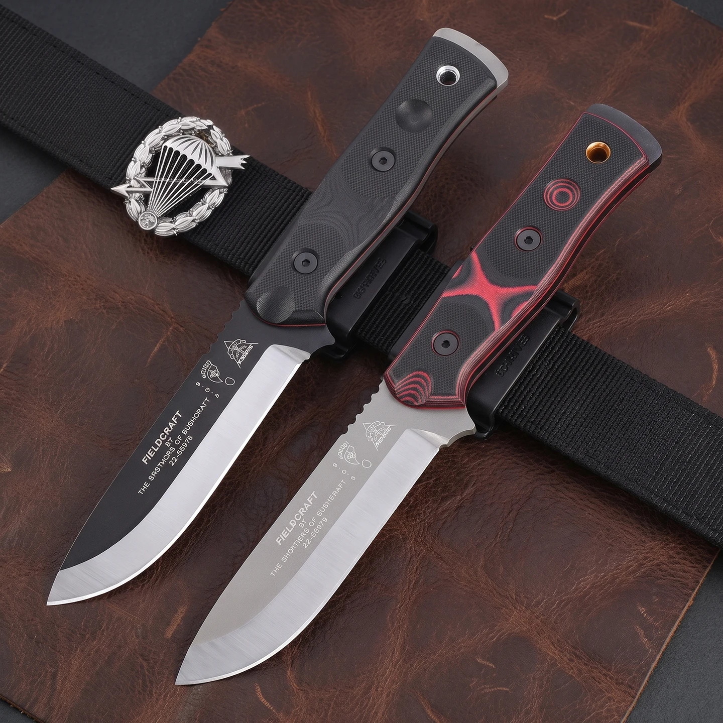 TOPS-BOB Outdoor Knife - Black Linen Micarta® Multi-Purpose Tool Knife - Half-Hammer Edge Open-Blade Straight Knife