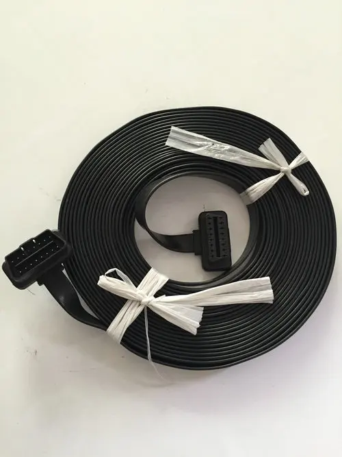 Car OBD extension cable ultra-thin 10 meters 16-core male to female elbow flat cable OBDii2 L-type full core