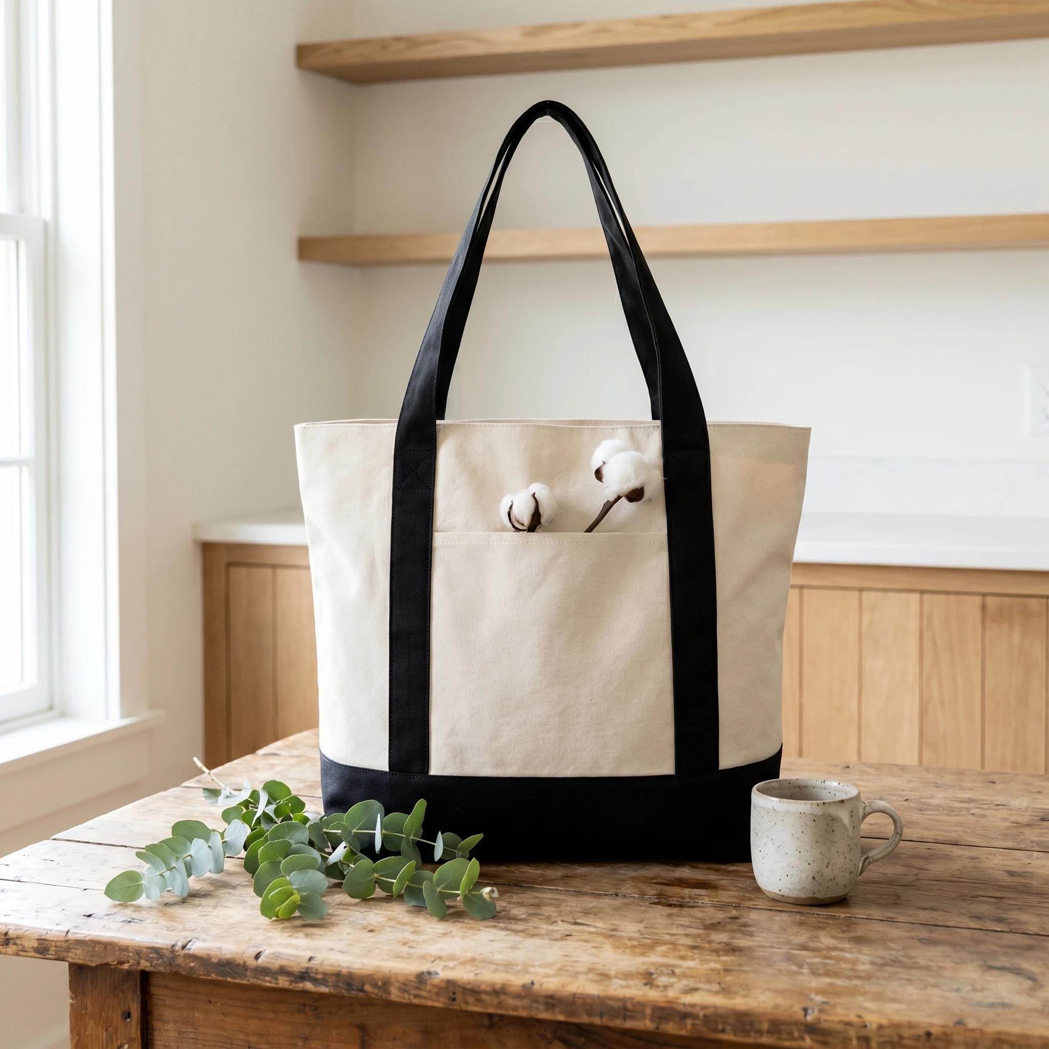 1/3/6PCS Canvas Tote Bag with an External Pocket DIY Beach Bag for Party Wedding Favors Daily Reusable Grocery Shopping Bag image 3