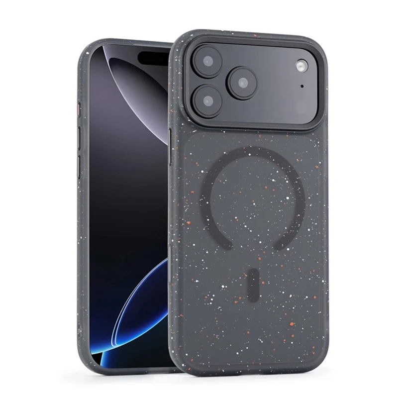 Casing Anti-Shock Magsafe dengan Tombol Kamera Sentuh Aktif untuk iPhone 17Pro Max 17Pro Air, Pola Titik Tinta Seni, Mendukung Pengisian Daya Nirkabel