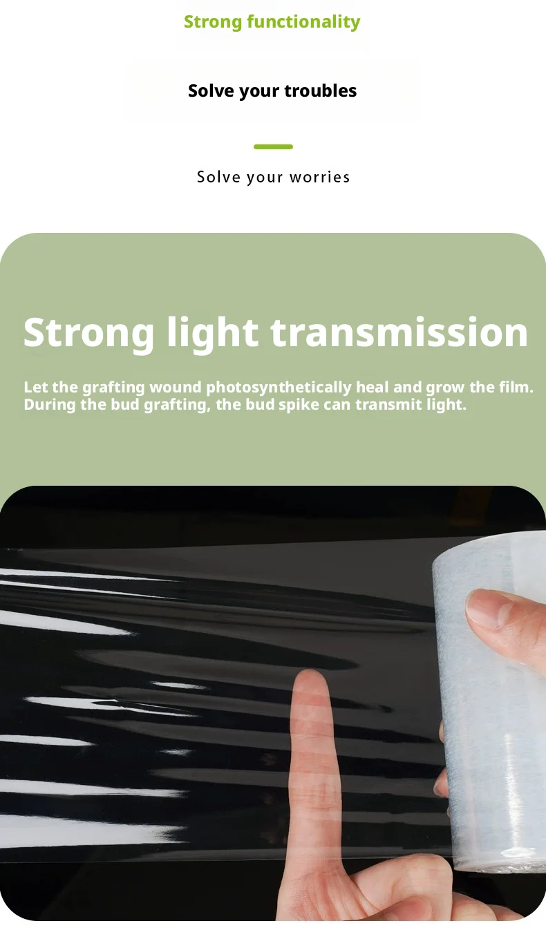 200 m PE-Pfropfbandfolie, selbstklebend, für Obstbaum, Kinderzimmer, Pflanzen, Sämlinge, Rebe, Floristik, Tomaten-Pfropfzubehör, dehnbar – Detail 6