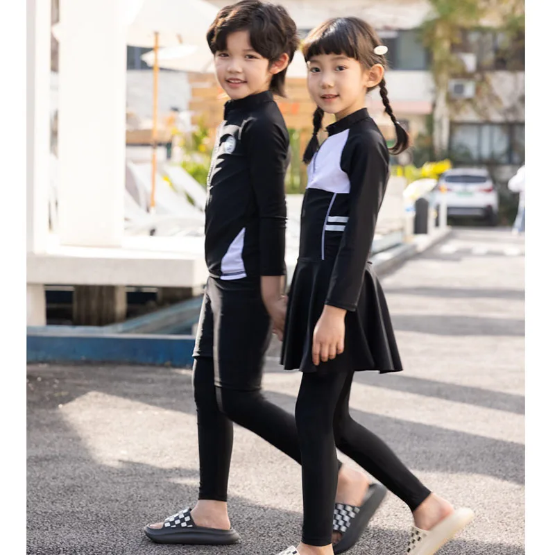 Girls Rash Guard Long Sleeve Swim Dress with Leggings Full Body Sun Protection Quick Dry Rashguard Swimsuit Kids Youth Toddler