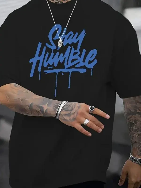 Stay Humble Shirt, Blue Drip Graffiti Tee, Bold Streetwear Graphic T-Shirt, Urban Hype Unisex Shirt
