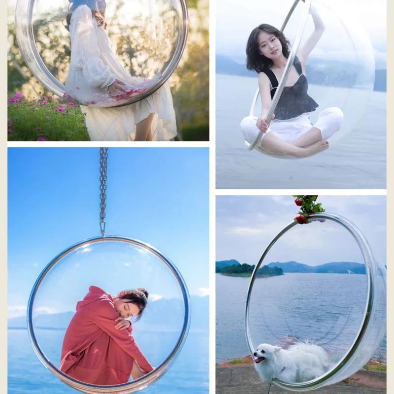 Space Bubble lounge Chair Transparent Hanging Semicircular Hanging Chairs Single Swing Household Indoor Leisure Acrylic Cradle