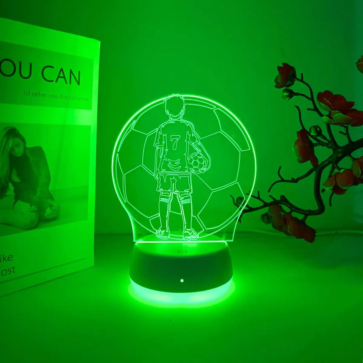 1pc Creative Football Sports Theme Seven Color 3D Night Light, 7 Color Touch Control, Uniform Illumination, A Good Gift.