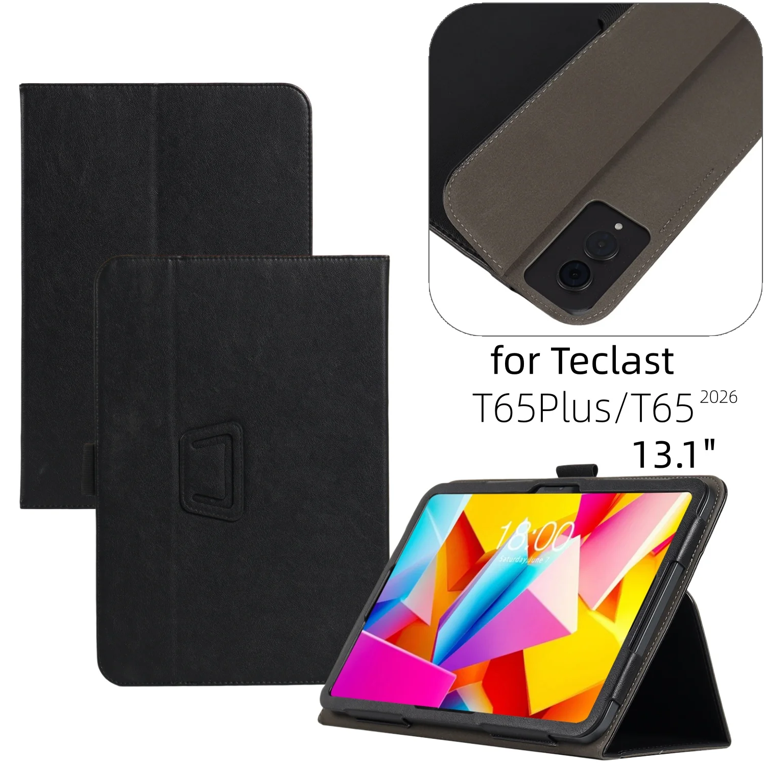 Business Case for Teclast T65Plus Tablet Case Folio Stand Pu Leather Case for Teclast T65 13.4