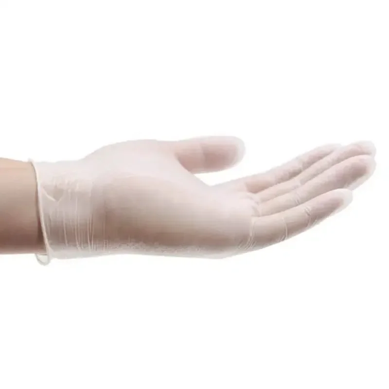 قفازات اللاتكس الخالية من المسحوق للاستعمال مرة واحدة ، قفازات بلاستيكية شفافة لتنظيف المطبخ ، والطبخ ، ومناولة الطعام ، والسلامة ، وعدم الانزلاق ، ومقاومة للماء