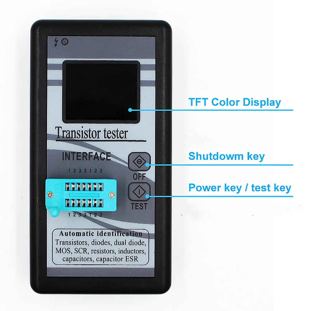 M328 Multi-F Transistor Tester 128*160 Color Screen Graphic Display Diode Resistance Inductance Capacitance MOSFET ESR LCR Meter