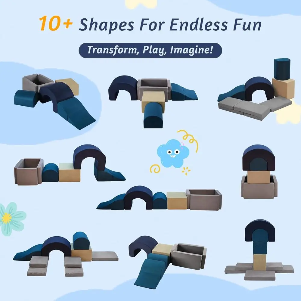 Kletterblock-Set aus weichem Schaumstoff für Kleinkinder, Indoor-Spiel für Kinder im Alter von 1–3 Jahren, ideal zum Krabbeln und Bällebäuten