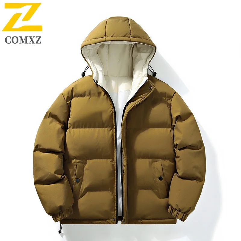 

COMXZ 2025 New Men's Fake Two-Piece Cotton Jacket Winter Warm Thickened Hooded Windproof Casual outdoor sports tactics Outerwear