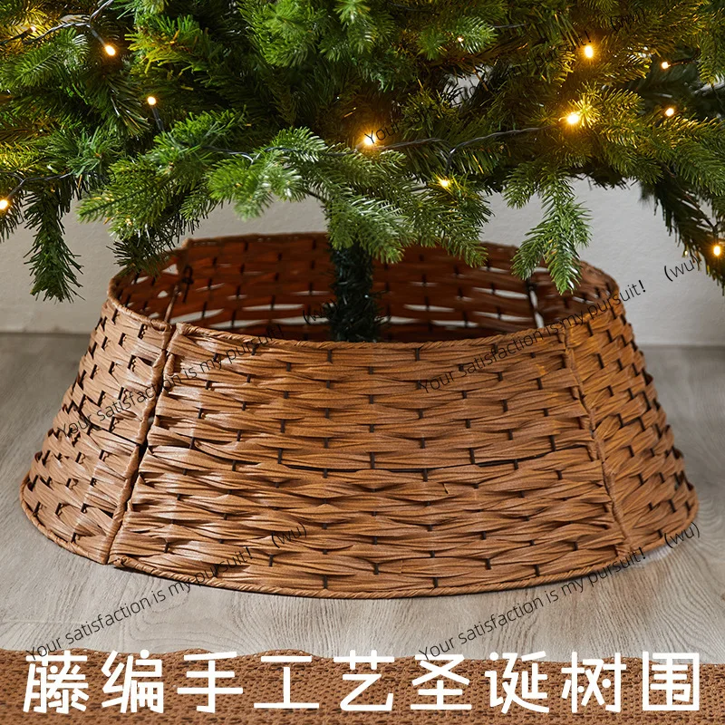 Hand woven christmas tree pieces fence tree shopping mall skirt scene ornaments arrangement base fence day christmas
