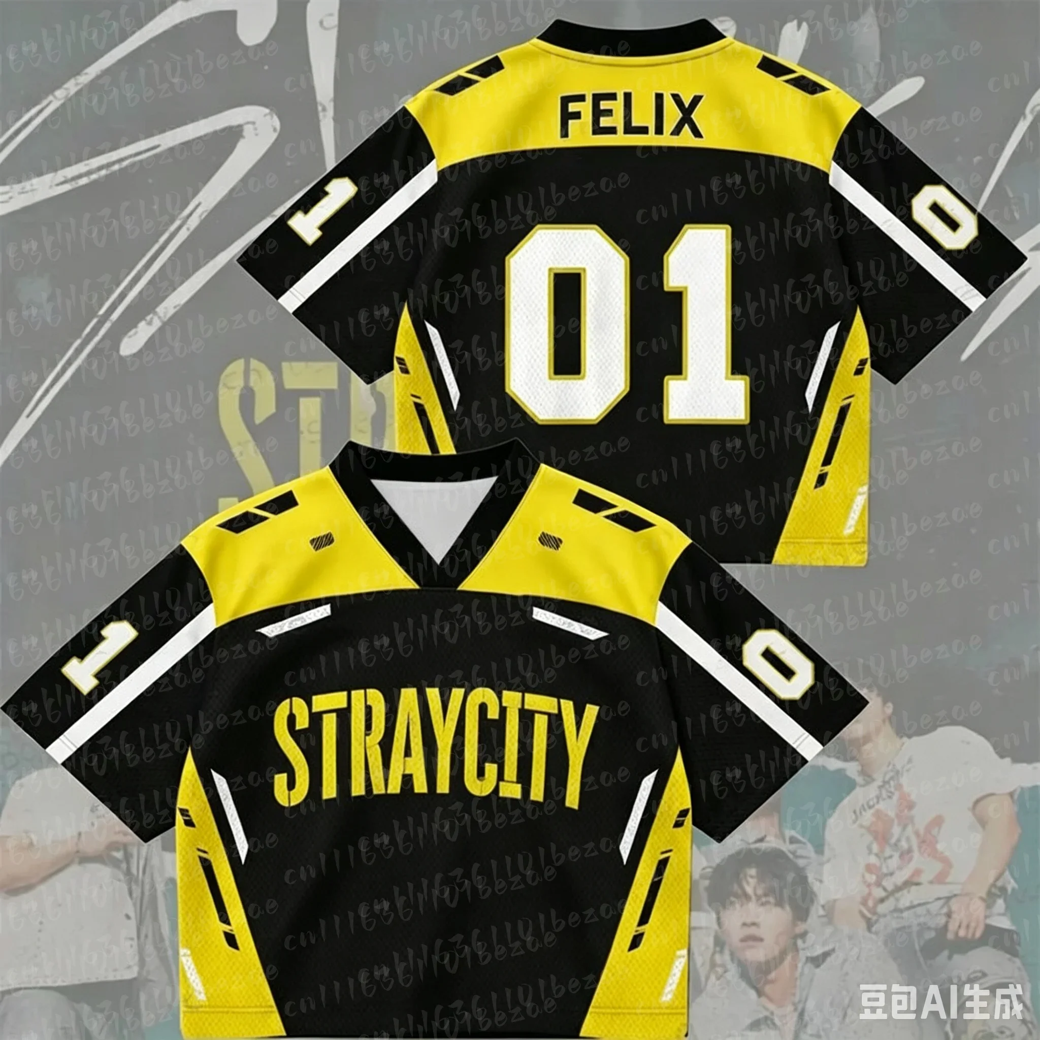 Straycity 2026 World Tour Jersey Fan-Geschenk V-Ausschnitt Modischer Street-Style Kurzarm Felix Lässiges Dünnes Unisex T-Shirt – Detail 13